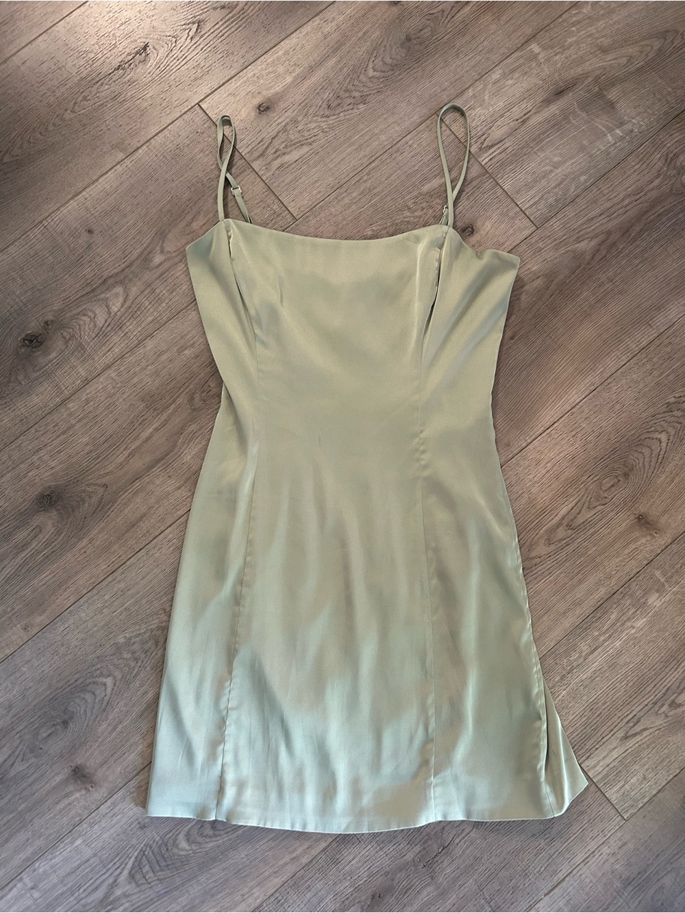 Sunday Best Satin Slip Dress in Sage Green - Women's Spaghetti Strap